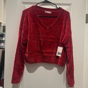 NWT SO Cropped Chenille Vneck pullover